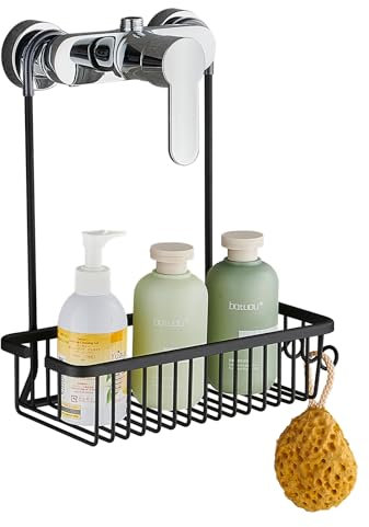 MAMHUN Estanteria Ducha, Estantería Baño Sobre Grifo, Estanteria Baño sin Taladro Estante Ducha Negro