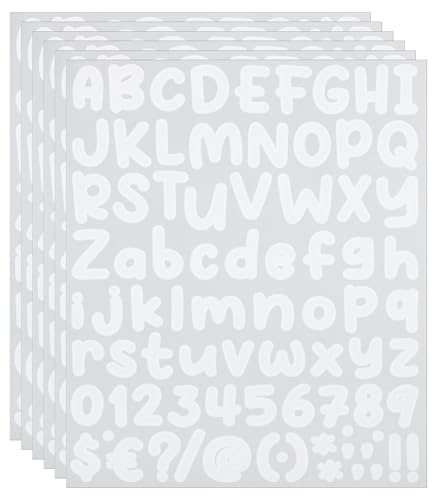 PATIKIL Letras y Números Adhesivos de Vinilo 6 Hojas de Pegatinas Autoadhesivas para Decoración de Buzón Ventana de Oficina Caja de Regalo Álbum de Recortes Color Blanco