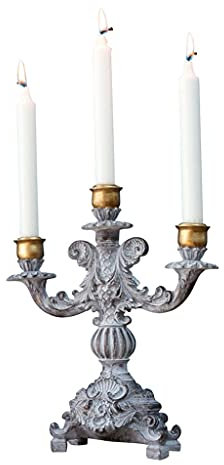 HEXEH Kerzenhalterhalter Harz Retro Geschnitzte dreiköpfige Kerzenständer Klassische Ornamente Home Schreibtisch Tischdekoration Ornamente, um DREI Kerzen zu senden Kandelaber