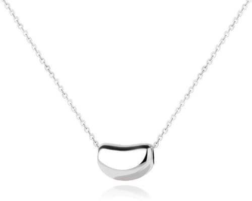 Collar S925 Sterling Silver Acacia Collar de Frijoles Fosas Minimalistas Cien a Juego Pequeño Frijoles Frescos de Frijoles Frescos Cadena de Clavícula, Color de oro blanco, 925 plata