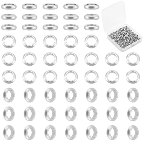 UNICRAFTALE 200 St 5 Mm Hål Metall Distanser Pärlor - 304 Rostfritt Stål Stora Hål Släta Pärlfynd för Armband Halsband - Liten Ring Lösa Pärlor