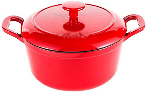 Braising Pans Stock Pot Red Cast Iron Enamel Pot-20cm Non Stick Sauce Pan Easy to Clean Casserole Dish(Red)