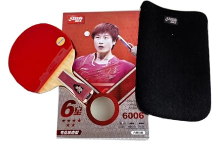 kepitc Tischtennisschläger 4-9 Sterne, Tischtennisschläger mit DHS Sticky ITTF Aproved Hurricane 3/8 Gummi, Ping Pong Schläger mit Tasche oder Tasche, für alle Niveaus (H6006-CS)