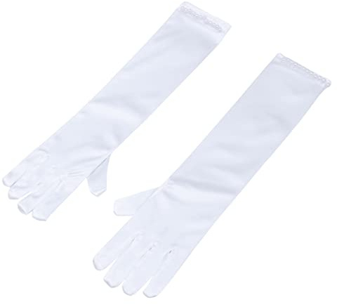 SAFIGLE Handschuhe für Blumenmädchen Kinderhandschuhe Blumenmädchen lange Handschuhe Hochzeitshandschuhe elegant satin handschuhe prom Bowknot-Handschuhe Handschuhe anziehen Weiß
