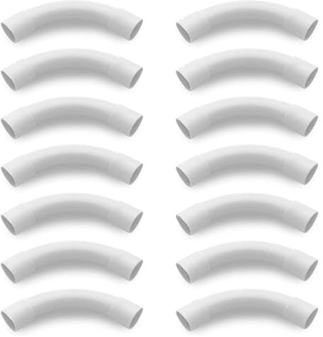 JINJUMEI 16 Pezzi Curva Di Raccordo 90° PVC per Tubo Rigido, Tubo a Gomito Cavo Canale Installazione per Case Cantine Pareti Tetti con Montaggio