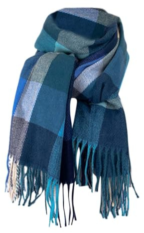 Damen Winter Schal Kariert übergroßer Deckenschal, Karo Tartan Streifen Plaid Muster Oversized Fransen Poncho, Mischfarbe, Einheitsgröße