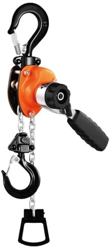 Small Chain Hoist Double Pawl Brake Mini Chain Hoist Lightweight and Portable Manual Lever Hoist Features G80 Manganese Steel Chain and 360 Degree Rotating Hook Chain Puller Hoist(1/2ton-5ft)