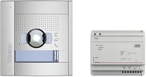 BTICINO, Unterputz-Türstation SFERA Allmetal mit optimierter 5 Megapixel Weitwinkel-Farbkamera, LED-beleuchtete Namensschilder, Video-Netzgerät, 905233