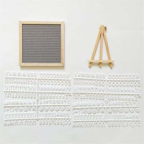 Filz-Briefbrett 20 Cm Mit 340 Buchstaben Und Halterung, Holzrahmen, Nachrichtenschild Für Baby-Ankündigungen, Meilensteine, Bürodekoration, Passwortschild, Bauernhaus-Geschenke (20CM Grau)
