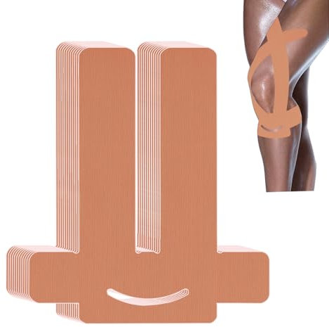 ANAMPION Bandes de Kinésiologie pour Genoux,12PCS Impermeable Rubans À Genoux pour Soulagement de La Douleur,Coton Original Kinesio Tape,Durable Bande Genoux pour Les Sports (Couleur de peau, 12 PCS)