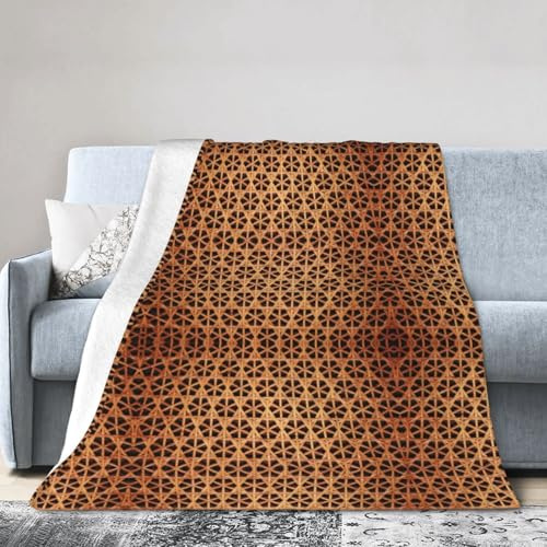 Coperta in flanella ultra morbida con stampa a griglia, in vimini, anti-pelucchi, leggera, per tutte le stagioni