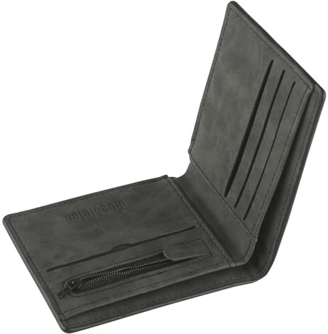 MOGITO Portefeuille Homme, Porte Carte Bancaire, Portefeuille en Cuir PU, Porte Cartes de Credit, Grande Capacite Poche à Glissière Pièces de Monnaie, Cuir synthétique