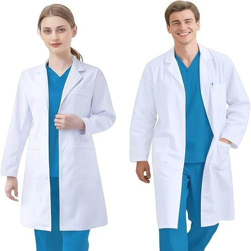 FAHAKO Blouse Chimie Laboratoire Blanche Coton Femme Homme M