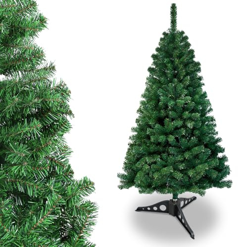 Vkechh Sapin de Noël artificiel vert de 120 cm avec support robuste, faux sapin avec 220 pointes, pour créer une atmosphère de Noël.