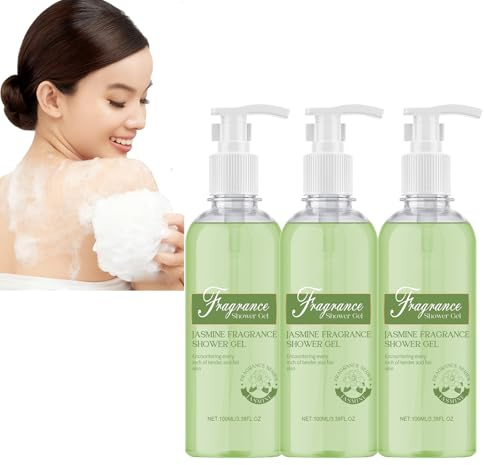 Detergente corporal hidratante profundo para mujer, gel de ducha con aroma a jazmín, fórmula antibacteriana e hidratante con espuma, calma la piel seca, con extracto de jazmín (3 unidades)