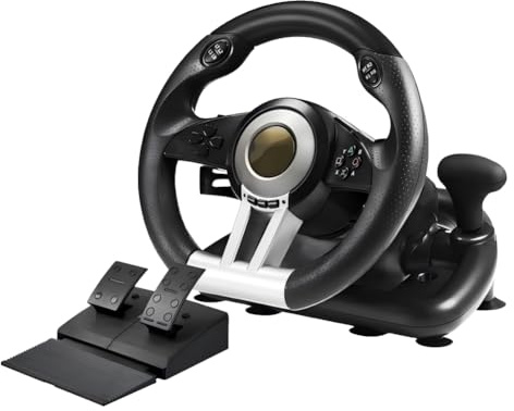 Generisch Rennlenkrad Mit Pedalen Für PC, Für PS4, Für Nintendo Switch Und Für Xbox One, Ergonomisches Design, Kompakte Größe, Schwarz-orange, Präzise Steuerung Für Realistisches Gaming (Schwarz)