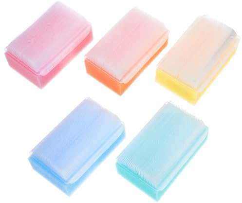OKUMEYR 5pcs Bath Brush for Newborns with Soft Sponge and Pp Material, Cradle Cap Removal and Scalp Cleaning, for Bath Time Routines and Early Tactile Activities, Gentle Hair Random Color