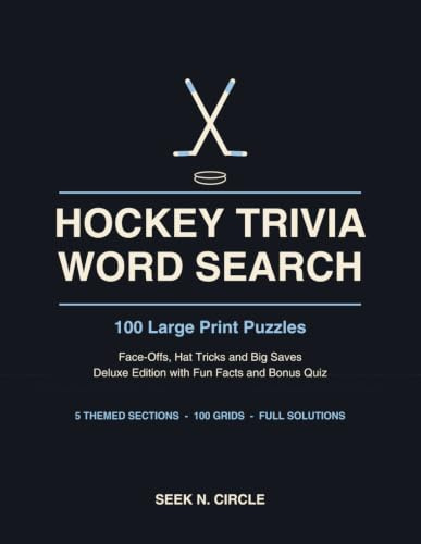 Hockey Trivia Word Search Large Print: 100 Puzzles - Face-Offs, Hat Tricks, Big Saves and Hockey Life, with Fun Facts and Full Solutions