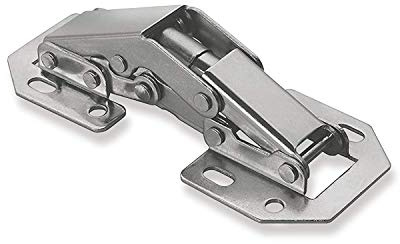 HKB ® Aufschraubscharniere Mini mit Feder 90°, 78 x 32 x 19mm, Stahl vernickelt, inklusive Schrauben, Hersteller HKB (4 Stück - 78 x 32 x 19mm)