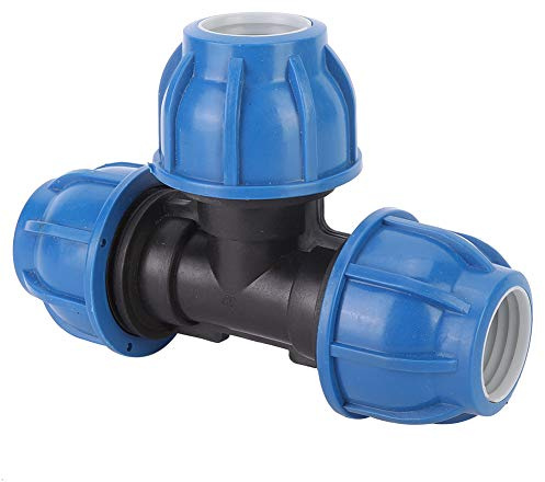 Compras Locas Conector en T, Accesorios de Montaje de tubería de Agua de plástico PE Conector en T de 32 mm para conexión de tubería