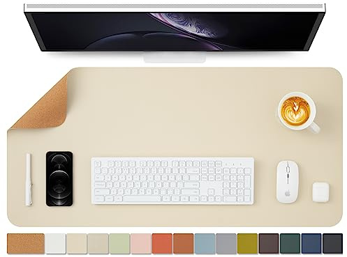 Kork Schreibtischunterlage - Doppelseitige Schreibtischauflage für Büro und Zuhause - Als große Mausunterlage und Schreibtischmatten auf Schreibtischen（Aprikose、90cmx43cm）