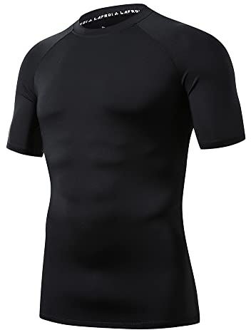 LAFROI kortärmad UPF 50+ baslager prestanda kompression tröja utslag vakt-CLY08 Black Size XXL