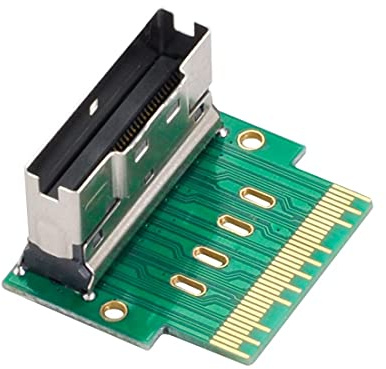 chenyang Slimline SAS 74Pin SFF-8654 Male to Female 90 Degree Angled Extender Adapter for Motherboard Expansion