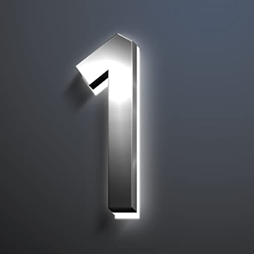 Numéro de maison flottant 3D à LED rétroéclairé en acier inoxydable, numéros de maison éclairés, numéros de maison à LED rétroéclairés, 6.,6 pouces 150 mm,1