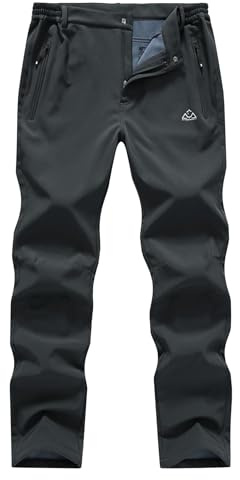 YSENTO Mens Waterproof Walking Fleece Lined Trousers Winter Thermal Ski Hiking Outdoor Overtrouser(Dark Grey,34)