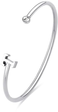 S'Agapõ Bracciale Donna, Bracciale Rigido in Acciaio e Cristalli con Simbolo Lettere | Collezione Click - SCK230
