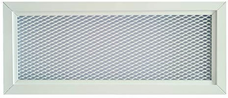 DEMLOU - Griglia di Ventilazione 33x12 cm Rettangolare in Alluminio Perforato Bianco RAL9016 – Diffusore Aria Calda Interno/Esterno con Rete Protettiva Verniciata a Polvere.