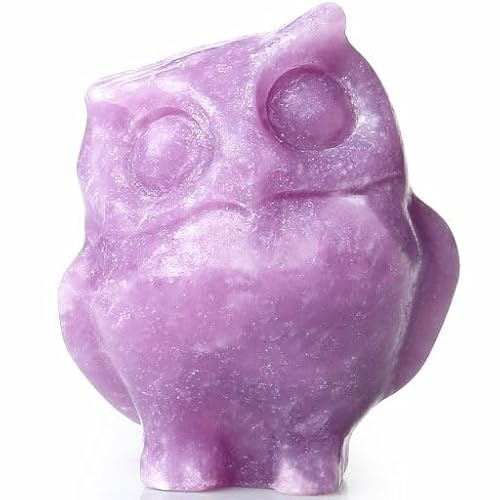 YATOJUZI Statue di gufo lepidolite naturale cristalli pietre preziose artigianali burattate pietre preziose carino gufi artigianato figurine casa ufficio scrivania tavolo decorazioni auto attrarre