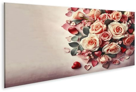islandburner Bild auf Leinwand Rosenstrauß Herzen Valentinstag Hochzeit Bilder Wandbilder Poster