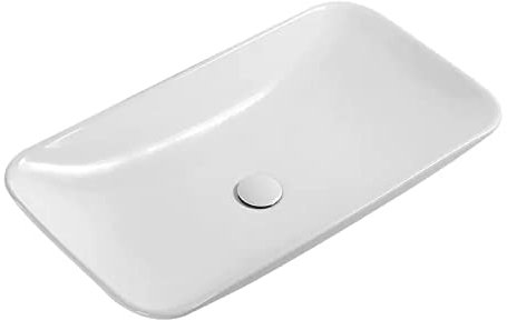 Lavello Da Bagno Rettangolo sopra il bancone, lavabo in ceramica bianca, lavabo da bagno, lavabo artistico, lavabo da bagno con scarico pop-up bianco combinato Lavabo da Appoggio (Size : 70cm)