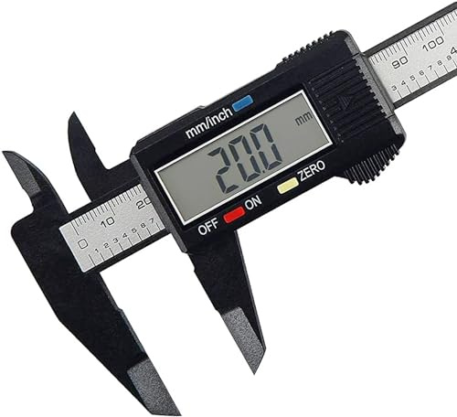 CABLEPELADO Pie de rey digital con pantalla LCD, Calibre Digital, Vernier Digital, Pie de Rey Clásico, Calibre con Pantalla LCD, Apto para objetos de hasta 150 mm, Incluye caja transporte