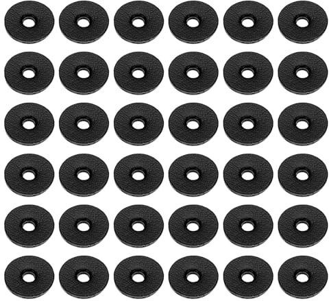 PATIKIL 10mm Leather Washers, 100pcs Leather Handle Washers Leather Spacer Cushion Washers 1.5 mm Thick Round for Knife Handle Hammer Hatchet Badge Bicycle Seat Crafts, Black