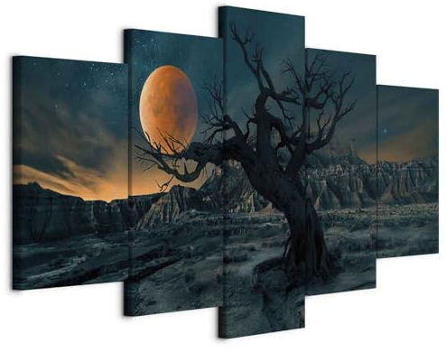 murando - Akustikbild Baum 100x50cm 5 tlg Bilder Akustikschaum Schallschutz Wand Akustikpaneele Wandpaneele Schalldämmung Wandbild Schallabsorber Akustikplatten Mond Landschaft Gebirge c-C-0286-b-n