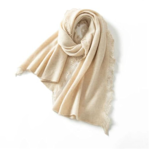 Kaschmir-Schal für Damen, Pashmina-Quasten, warmer Umhang, beige, Einheitsgröße