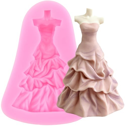 XMOLDNMS Wedding Dress Silicone Fondant Moulds for Cake Decorating Cupcake Topper Chocolate Gum Paste Candy Polymer Clay