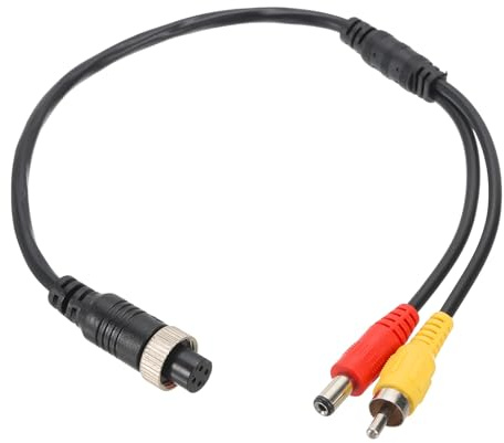PATIKIL 4 Pin Aviation Female to RCA-Male Adapter DC-Male Cable 13.8 Inch / 35cm 4-Pin Aviation Connector to DC-Male Connector Cable for Car Camera Monitor Video