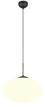 meineWunschleuchte Retro Pendelleuchte Schwarz mit Glaskugel Lampenschirm Weiß Ø 40cm