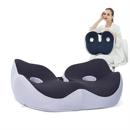Cojín ortopédico para asiento, almohada para el coxis hecha de espuma viscoelástica, cojín para silla para aliviar el dolor de ciática para la oficina, el automóvil, la silla de ruedas, la escuela,