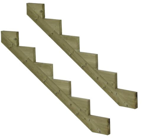 Vinuovo - 2er Set Treppenwange 6 Stufen aus KDI Holz für Gartentreppen-Höhe 102cm - Tiefe 150cm