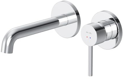 AM.PM – Mitigeur Lavabo Noir Spike, Robinet Eau Froide Uniquement pour Salle de Bain, Encastré avec Bec de 181 mm, Bain Froid