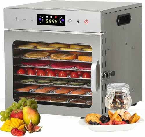 AFLEPCBRQ Multifunctional Dehydrator Food Dryer, 6/8/12/18-Tray Commercial Drying Cabinet, Fruit Dryer Machine for Vegetables, Mushroom, Dog Treats, Bacon,8-Tray