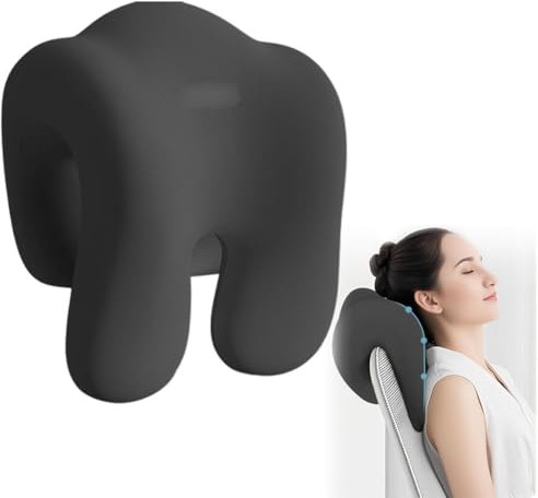 Fouvin Reposacabezas con efecto memoria | Cojín cervical para silla de oficina | Cojín reposacabezas para adultos y estudiantes | Gris oscuro (negro)