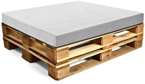 Amazinggirl Palettenkissen Outdoor Europaletten Sitzkissen 120x80 cm - Schaumstoff Sitzpolster für Paletten und Palettensofa Lincoln Hellgrau