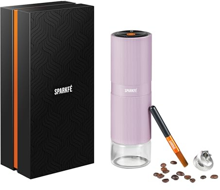 Portable Electric Coffee Grinder, Rechargeable Handheld Grinder with Stainless Steel Conical Burr, Adjustable Grind Settings, for Espresso, Moka, Pour Over, French Press, Cold Brew, Lilac