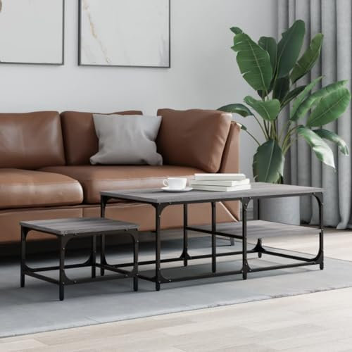 TEHTX7 Satztische 2 STK für Wohnzimmer Home Office Grau Sonoma Holzwerkstoff