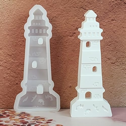 Leuchtturm Silikonform, Gießform für Gips, Beton, Raysin und Gießharz | Maritime Bastelform für Dekofiguren und Geschenke – detailreich, flexibel und leicht zu entformen, Größe 14 × 6 cm